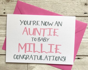 You're an auntie card, new auntie card, you have a niece card, baby niece card, promoted to auntie card, you're a new auntie, new aunt card