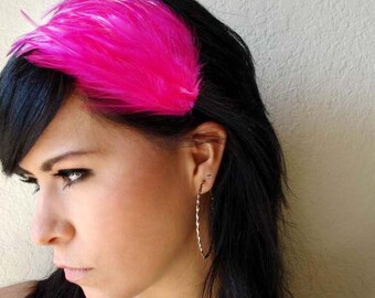 hot pink feather headband or hair clip - bohemian feather fascinator - bridesmaid hair accessory - hair accessories for women - MAGGIE