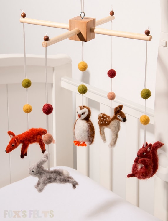 Items similar to Woodland Mobile, Felt Mobile, Baby crib Mobile ...