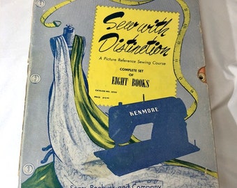 Vintage Kenmore Sew with Distinction 8 Book Set. Complete Set Picture Reference Sewing Course. Sears, Roebuck and Company 1950s Learn to Sew