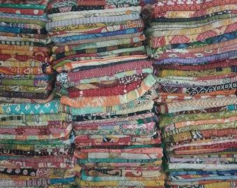 20 PC LOT Vintage Handmade Kantha Quilt Reversible Cotton Indian Blanket Throw Bedding