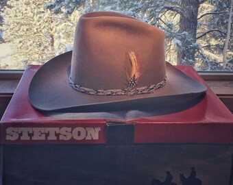 Stetson Cowboy Hat-Vintage Stetson-Vaquero Style Stetson-Felt-7 1/8"-3 3/4 Brim-Western-Cowboy Hat-Wide Oval Shape