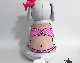 Pink Polka Dot Bikini Dog Tank