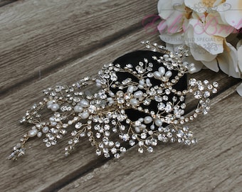 FAST SHIPPING!!! Gold Bridal Hair Comb, Wedding Hair Comb, Crystal Hair Comb, Swarovski Hair Comb, Crystal Headpiece, Bridal Headpiece