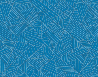 Pre-order: Lines in Celeste by Shannon Brinkley from the Mosaic collection for Andover #A-8886-BO by 1/2 yard