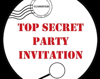 30 Round Stickers - Birthday Party - TOP SECRET - Spy Party - Secret Agent - 1.5 Inches