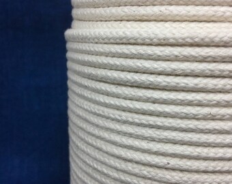 5mm Cream cotton braided rope / Natural Rope / Cream Cotton Rope / macrame cord / Rope decoration / Spool of braided cream rope