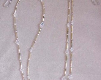 Handmade with Swarovski Crystal Ab Eyeglass Chain Holder Only Silver or Gold