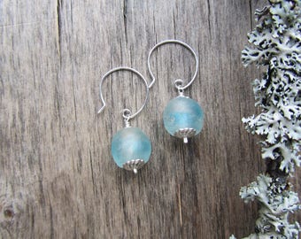 TOUCH OF ICE Short dangle earrings Ice blue earrings Silver earrings Short earrings Short glass earrings Casual earrings Everyday jewelry