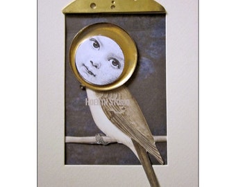 Steampunk Bird digital print --Sweet Sparrow's Song