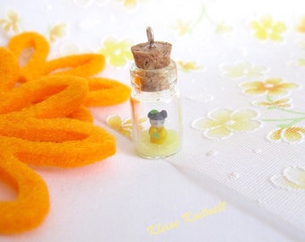 Kokeshi charm Asia Mini Glass Bottle Pendant polymer clay charm jewelry