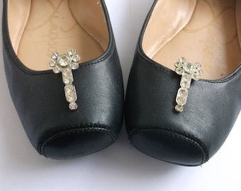 Stunning Vintage Art Deco Shoe Clips with White Rhinestones Gorgeous! 1920s Gatsby Shoe Clips, True Originals