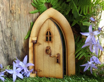 Opening Country Cottage Wooden Fairy Door Craft Kit. 3D Fully Opening Fairy Door kit for Fairy Gardens, Skirting Boards, Log Houses etc