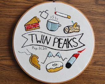 Twin Peaks Embroidered Wall Hanging Hoop