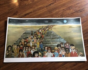 Vintage Walter Margaret Keane TOMORROW FOREVER 100's of Big Eyes Children Large Lithograph Print SALE! + Bonus