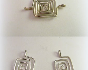Silver tetragonal pair pendant