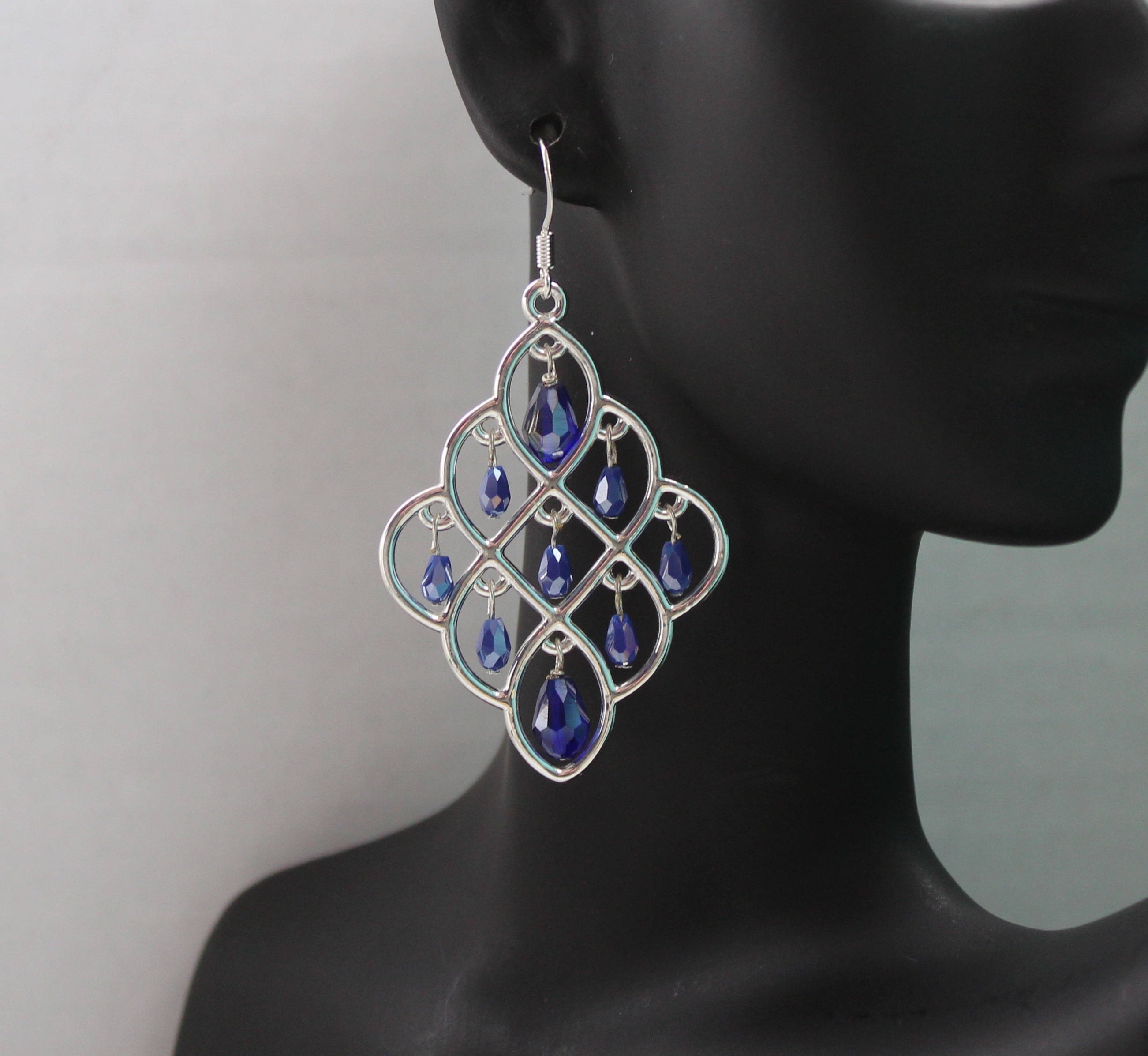 Fabulous large chandelier earrings with sparkling faceted
