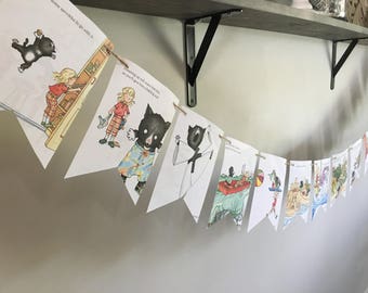 If You Give a CAT a CUPCAKE book page banner bunting garland decoration