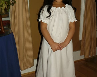Girls White Cotton Nightgown With Eyelet Ruffle with option of Matching 18" Doll Gowns