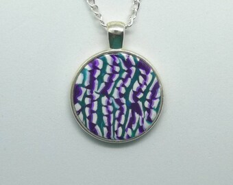 Polymer Clay Round Pendant Necklace F100114