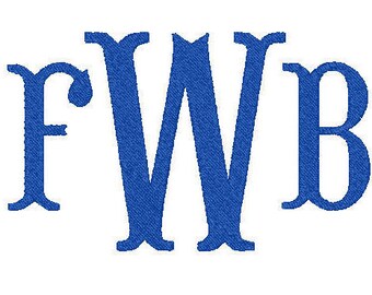 Fishtail font embroidery design PES file monogram instant download 3 sizes