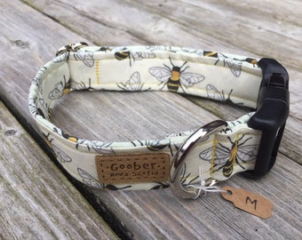 Honey Bee Goober Dog Collar, Honey Bee, Bumble Bee, Black, Yellow, White, Nova Scotia, Canada