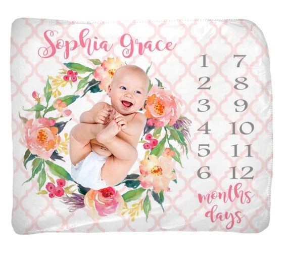 Baby Girl Milestone Blanket Month Growth Chart Nursery