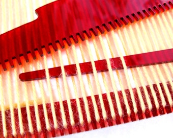 Weaving Loom Kit, Beginner, Learn to Weave, Cherry Red Acrylic