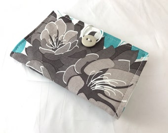 Blue Tea Wallet Tea Bag Wallet Tea Bag Case Tea Bag Holder Tea Holder Tea Bag Cozy Tea Bag Organizer - Riley Blake Desert Bloom Main in Blue