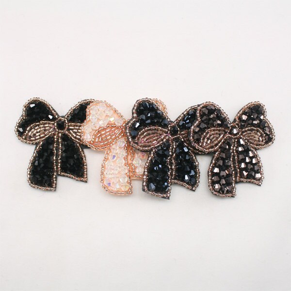 1 pc of Ribbon Bow Rhinestone applique beaded Headband Hair