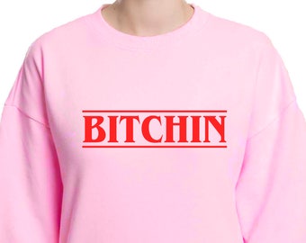 Bitchin Stranger Things Sweatshirt | Eleven Christmas Sweater | Baby Pink