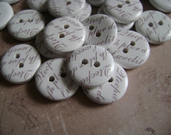 Writing /motif wooden buttons