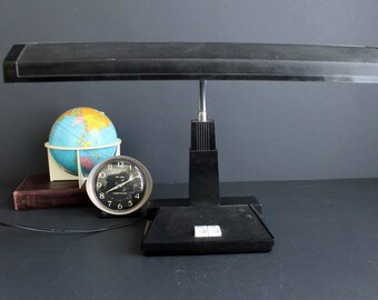 Vintage Desk Lamp Retro Fluorescent Black Base abd Shade with Chrome Flexible Goose Neck
