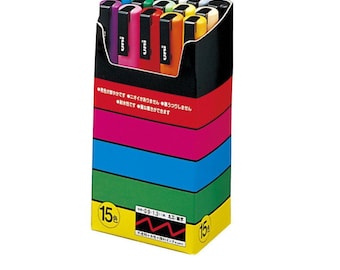 15 Uni-Posca Paint Marker Pen | Fine Point Pens | Set of 15 Markers | Felt Tip Pens