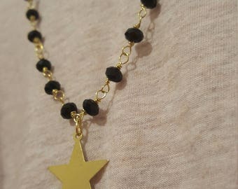 long necklace with Rosary chain and pendant star