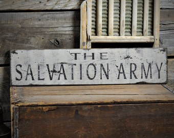 Distressed Salvation Army Sign - Rustic Hand Made Vintage Wooden ENS1000582