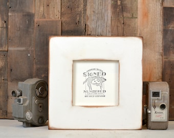 5x5" Picture Frame in 2.5" Wide Style with Super Vintage White Finish - IN STOCK - Same Day Shipping - 5 x 5 Gift Frame White Alder