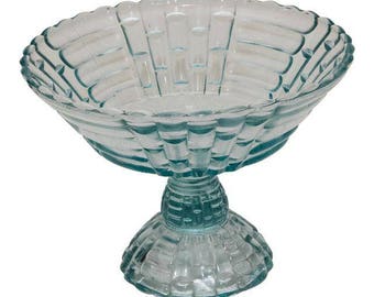 Vintage Blue Glass Compote