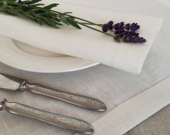 White Linen Placemat Set of 6 8 10 - Elegant Linen Placemats - Wedding Linen Placemats - Festive Table - Easter Placemats - Christening