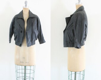 Vintage Black Leather Jacket Black Leather Moto Jacket Leather Bomber Jacket Cropped Leather Jacket Kids Leather Jacket XL XS Small M