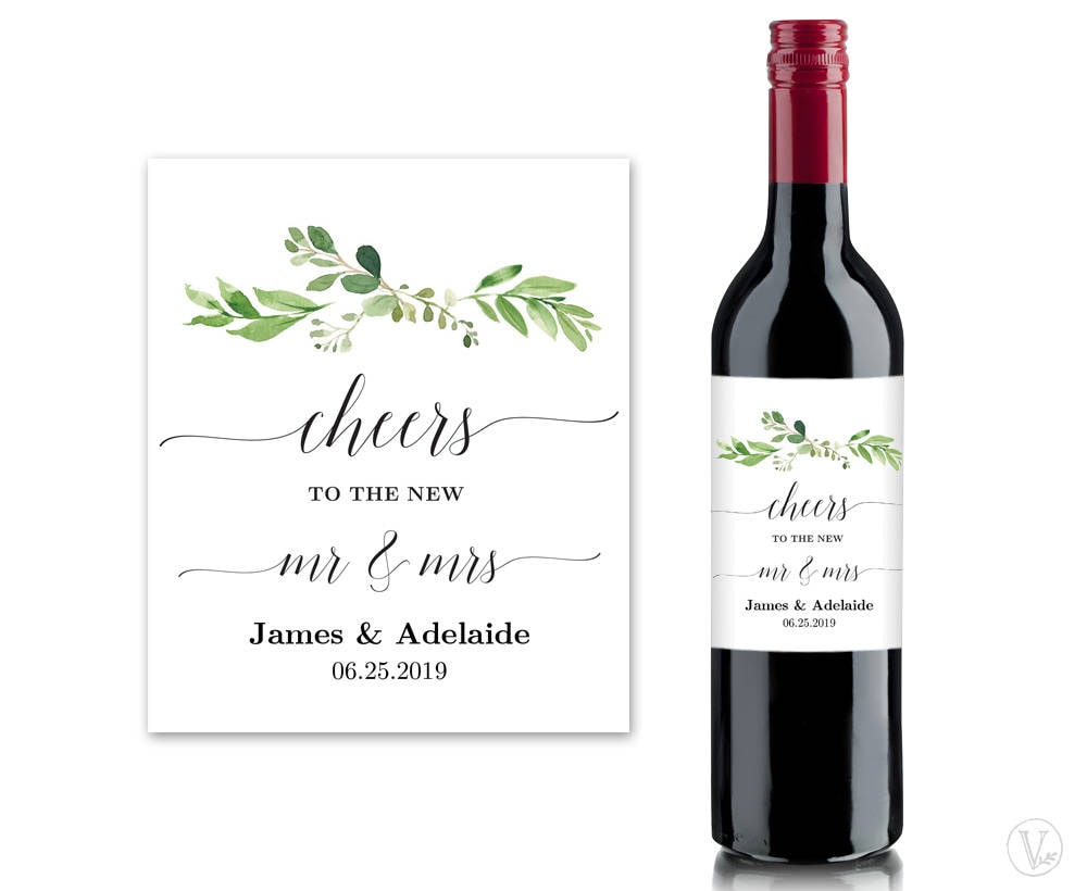 Printable Wedding Wine Bottle Label Templates Greenery Wine
