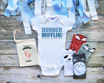 Dunder Mifflin Baby Onesies® Baby Clothes - The Office Onesie - Michael Scott - Jim Halpert - Pam Beasley - Dwight Schrute - M355