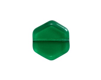 10 pearls Vintage glass Hexagon 16 x 15mm - Emerald