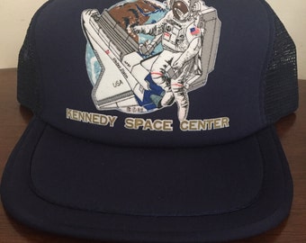 Vintage 80's Trucker Snap Back Hat NASA Kennedy Space Center