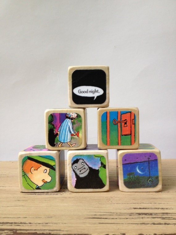 Goodnight Gorilla // Childrens Book Blocks // Natural Wood Toy