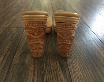 The Vintage Totem Pole Wood Heel Clear Shoes