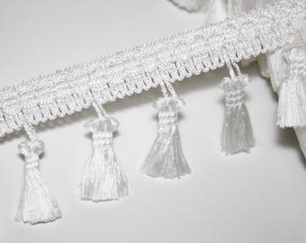 White beaded fringe dangles Ribbon tassel tassel trim
