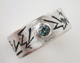 Sapphire Ring For Men Thunder Ring With Natural Dark Blue Sapphire Us Size 11 3/4 Sapphire Jewelry