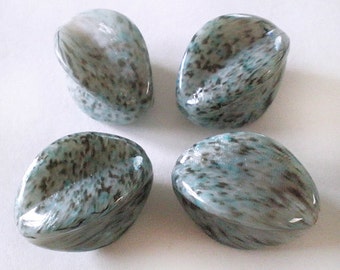 Vintage Retro Blue with Gray acrylic beads 6pcs