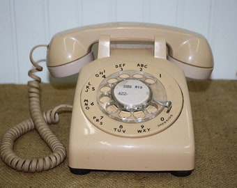 Bell Systems Rotary Desk Phone - Tan - item #2933